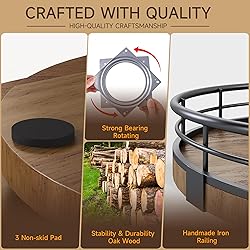 Farmhouse Oak 9" Lazy Susan Turntable Organizer for