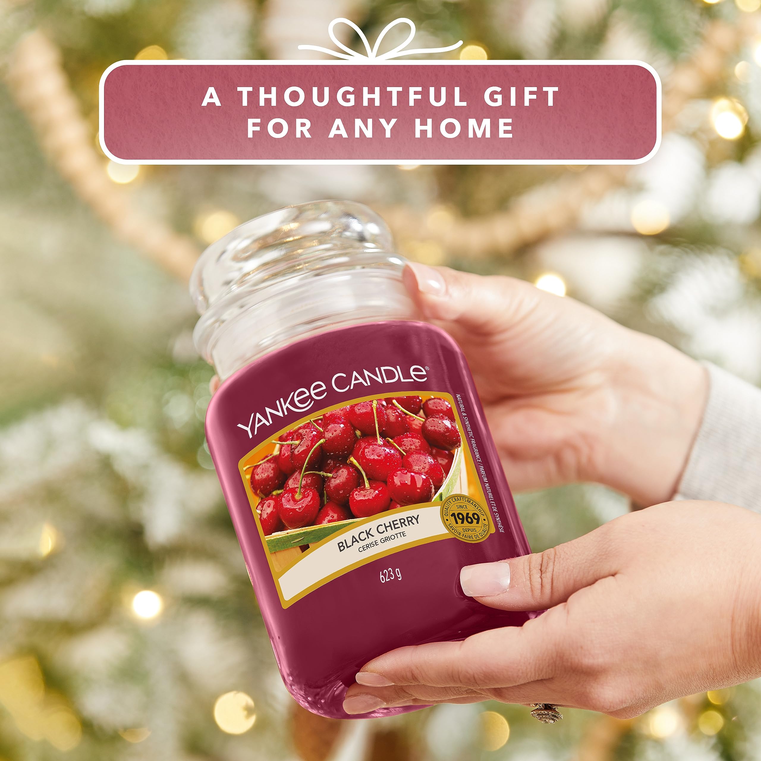 Yankee Candle Scented Candle | Black Cherry Large Jar | Long Burning Candles: up to 150 Hours | Perfect Mothers Day and Easter Gifts for Women