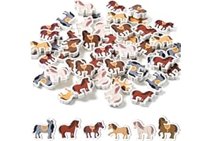 Haooryx 60PCS Horse Shaped Mini Eraser for Kids Bulk Novelty Animal Pencil Eraser 3D Desk Puzzle Erasers Pet for Student Classroom Reward Prizes Gift Horse Racing Derby Party Favors Supply