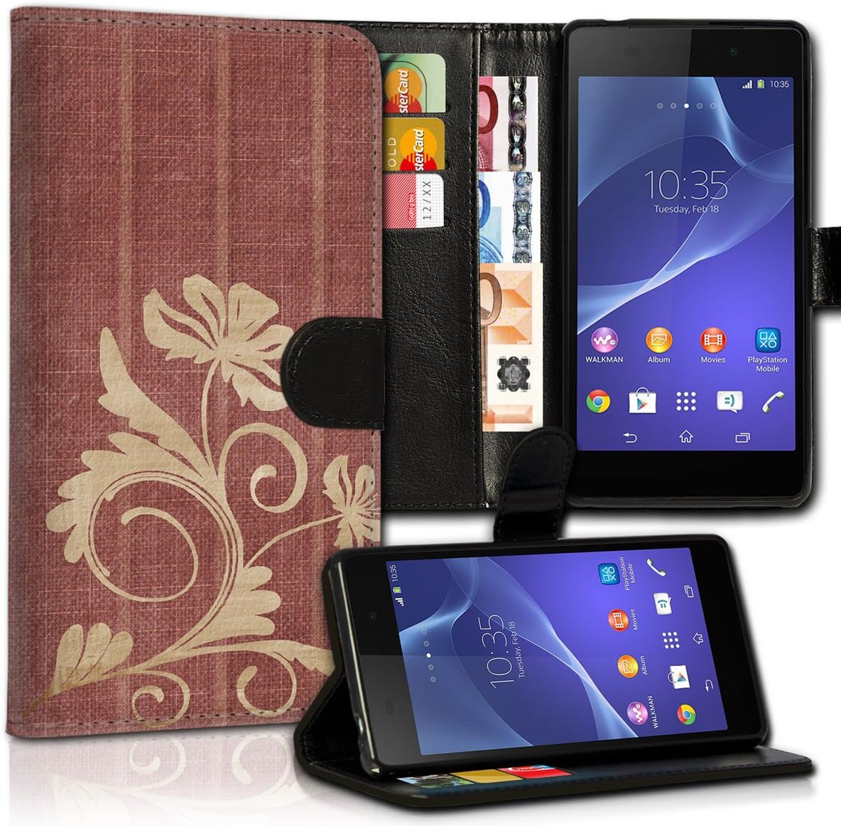 Wicostar Book Style Flip Case for Sony Xperia Z1 Compact Premium PU Leather Wallet Flip Card Slots Case Cover Stand for Sony Xperia Z1 Compact – Design MVC17