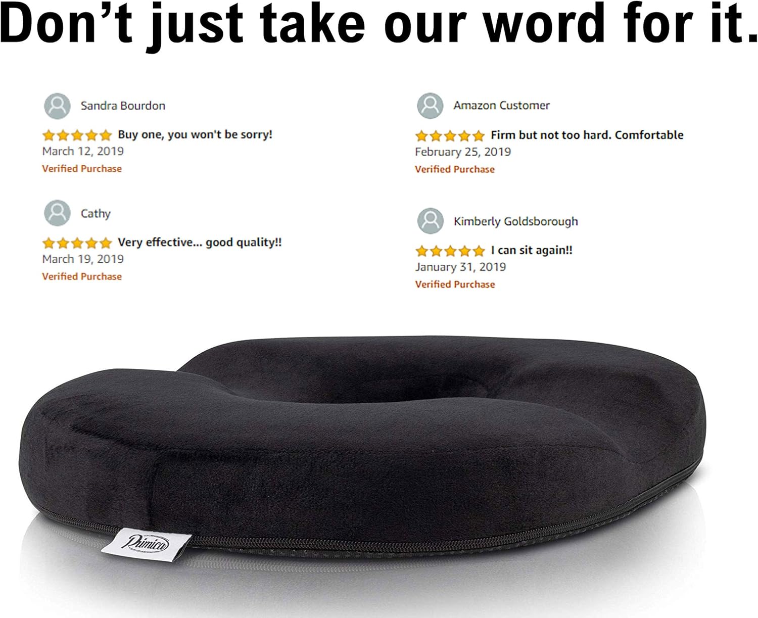 Donut Pillow Hemorrhoid Cushion - Premium Quality Tailbone Pain Relief Doughnut Pillow - Super Comfort Round Ring Butt Cushion Helps Ease Post Natal, Prostate, Post Surgery and Back Pain: Home & Kitchen