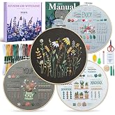 ETSPIL Embroidery Kit for Adults, 2 Hoops, 4K Slow-Mo, Pre-Printed Patterns | Stitch Together. 17 Vibrant Floss, Bound Guide. Needle Minder, Storage Tube, All Tools. No Washing. Relaxing Craft for Women