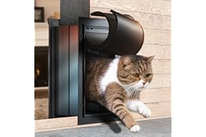 VOSOIR Cat Door for Wall, All Aluminum Doggy Doggie Pet Door Small Dog Door, With Closing Panel, 2 Magnetic Flaps Energy Efficient, Wide Telescoping Tunnel for Interior & Exterior Wall, Pets Up to 22Lb Black