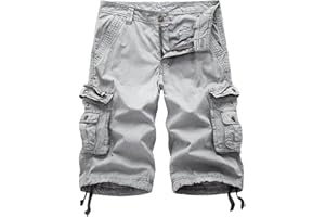 AOYOG Men's Camo Cargo Shorts Relaxed Fit Multi-Pocket Outdoor Camouflage Cargo Shorts Cotton
