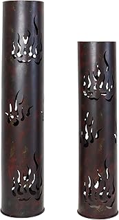 Windlicht-Säule "Flammen", 2er Set