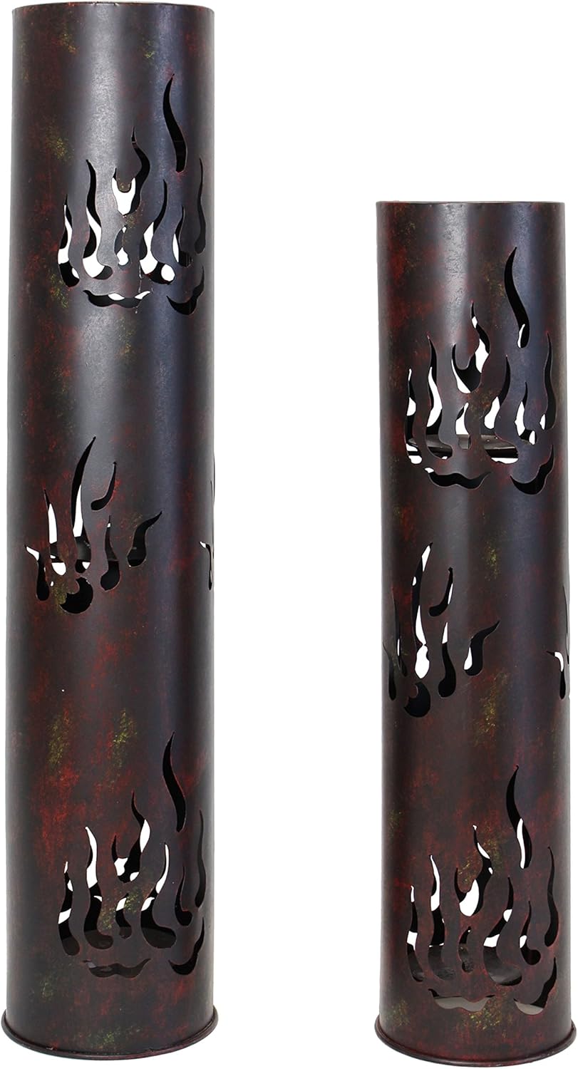 Windlicht-Säule "Flammen", 2er Set