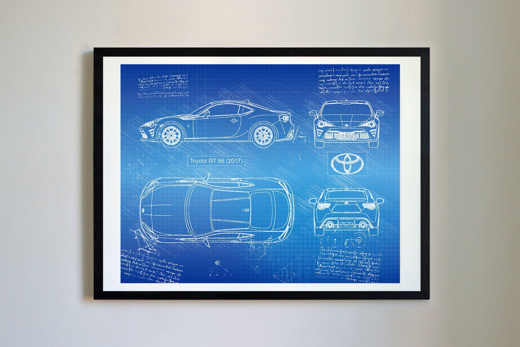 DolanPaperCo #181 Toyota GT86 2017 Art Print Art Print, da Vinci Sketch - Unframed - Multiple Size/Color Options (16x20, Blueprint)