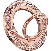 Lamicall Magnetic Twinkle Ring for MagSafe Grip - Stylish Glitter Gift for Women Grils, Magnet Phone Ring Finger Holder Stand, Gear Hinge Mag Safe Accessories for iPhone 17 16 Pro Max, Rose Gold