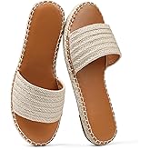 Tscoyuki Womens Flat Sandals Dressy Summer Slip On Resort Womens Sandals Raffia Beach Sandals Open Toe Espadrille Slides