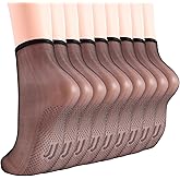 YAGAXI Women's Sheer Ankle Nylon Grip socks - 9 Pack 20D Reinforced Toe Sticky Hosiery Non Slip Everyday Grippers socks