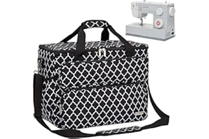 NICOGENA Sewing Machine Carrying Case, Universal Travel Tote Bag with Shoulder Strap for Singer, Brother, Janome and Accessories, Lantern Black