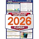 2026 Florida State and Federal Labor Laws Poster,OSHA Workplace Compliant,English Employment Poster,All in One Required Compliance Posting 17" x 40"