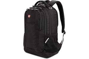 SwissGear 5505 Cecil 16” Laptop Backpack Black – Daily Laptop Bag with Gear Attachment Options – Multiple Organizer Pockets & Padded Shoulder Straps