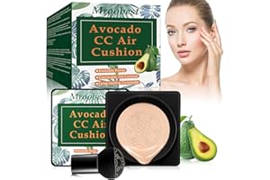 MROOBEST BB Mushroom Air Cushion, Avocado BB/CC Cream, All-Day Lasting Nude Foundation, Even Skin Tone Makeup Base, Easy to Apply, Thin, Moist