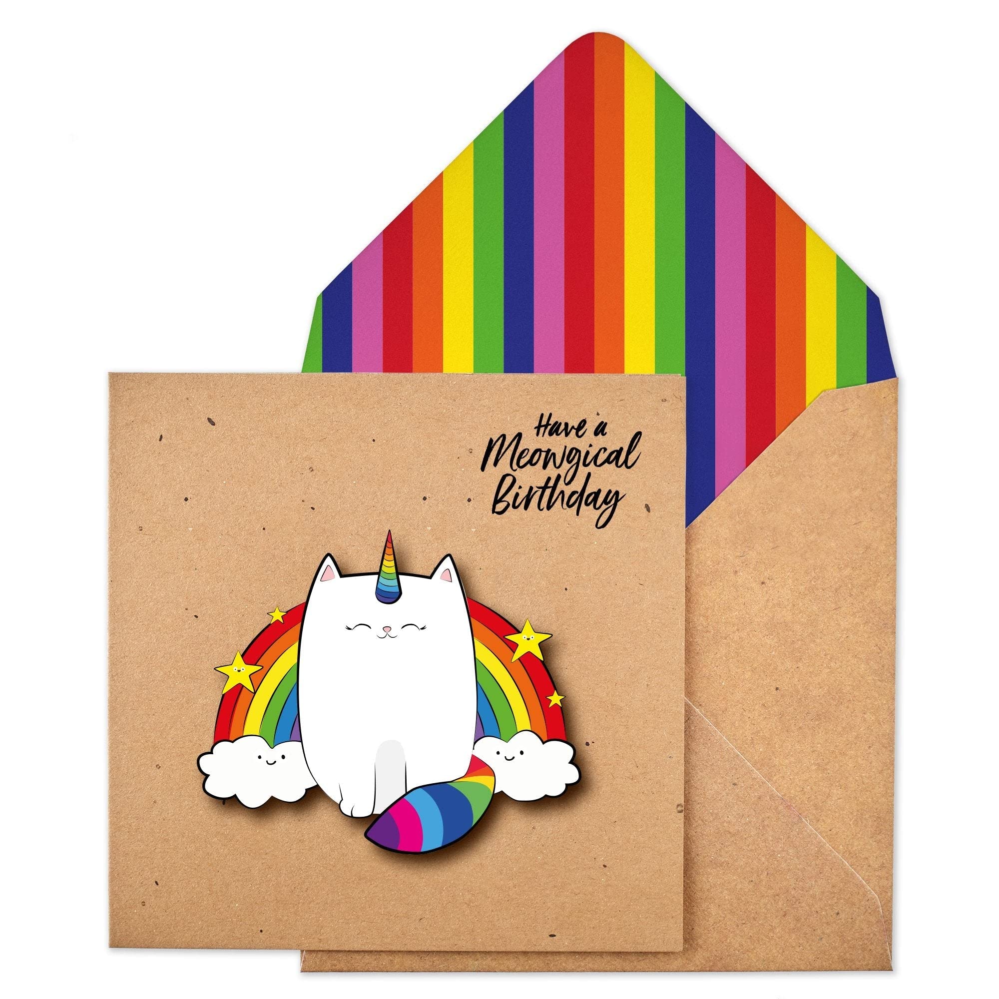 Tache Handmade Cute Cat Card For Cat Lovers Playful Cat Premium Handmade Greeting Card FSC® Funny Animal Themed Birthday Cards With Envelopes Birthday Cards For Mothers Daughter Wife