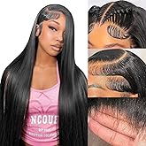 Vorynix 32 Inch Straight Wigs Human Hair 13x6 Lace Front Wigs Human Hair Pre Plucked 200 Density HD Transparent Straight Lace Frontal Wigs for Women Glueless Wigs Human Hair Natural Color