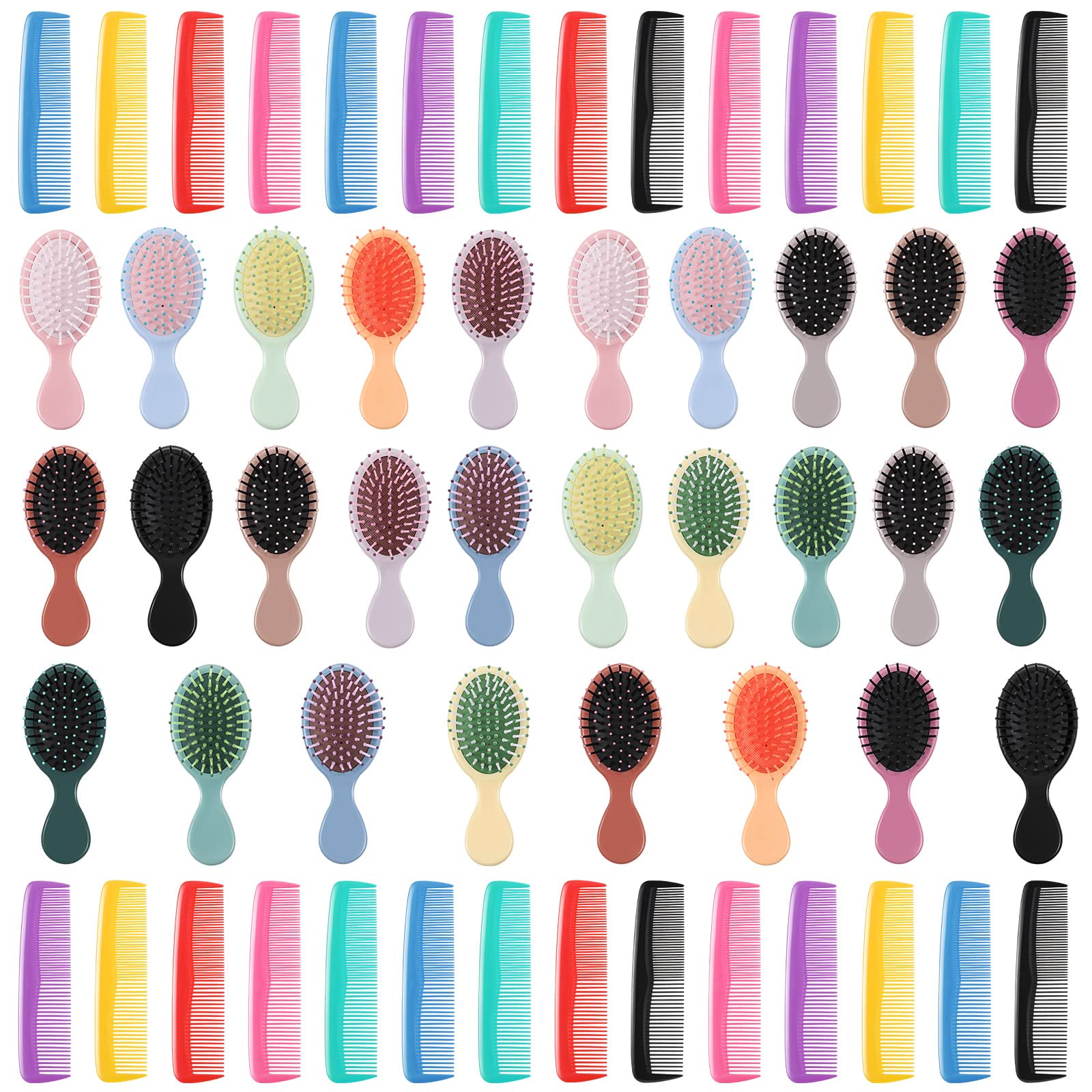 Photo 1 of 56 Pcs Mini Wet Hair Brush Hair Combs Set 28 Small Pocket Travel Detangler Brush 28 Colorful Combs Toddler Mini Detangling Brushes Soft Bristles for Women Baby Girls Kids(Classic Color)