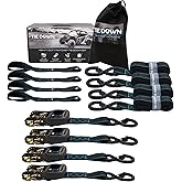 Tie Down 1.5 inch x 8 ft Black Heavy Duty Ratchet Strap, 4-Pack Kit - 5208 lbs. Breaking Load Limit