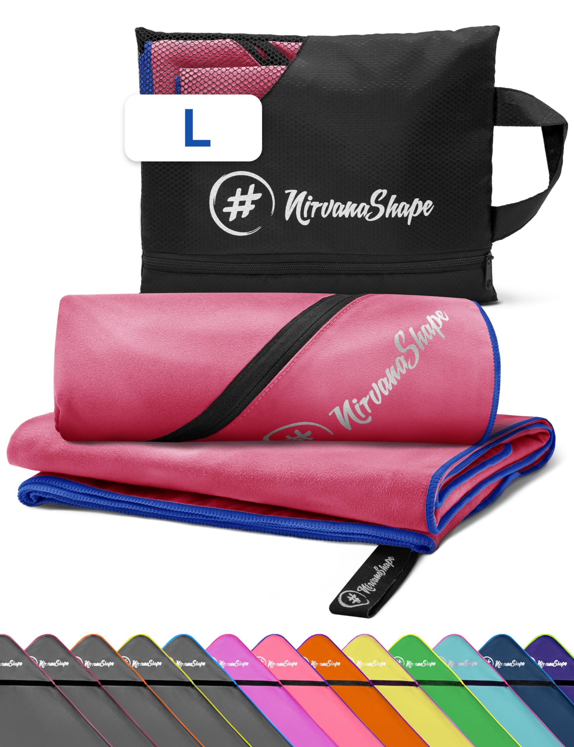 NirvanaShape Microfiber - Travel Towel for Beach, Sports, L 140 x 70 cm