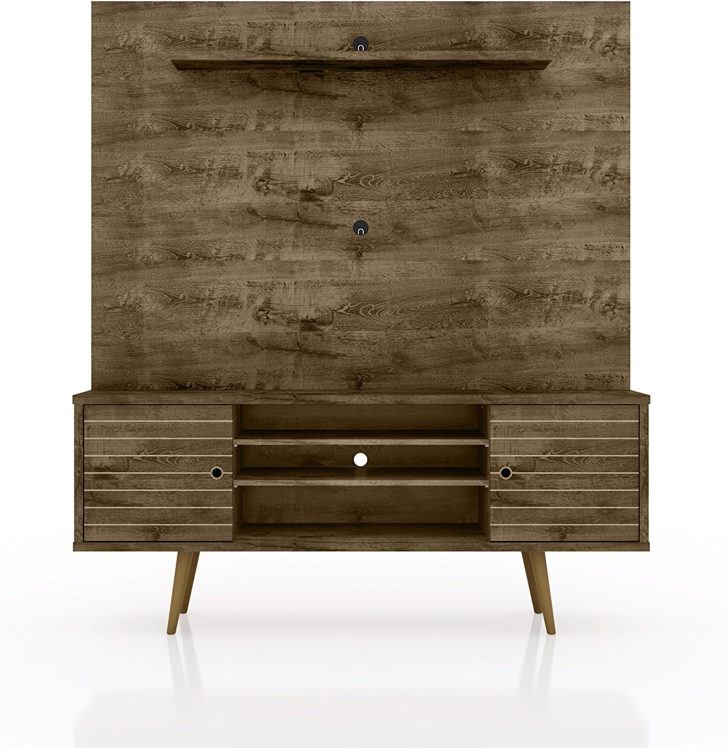 Manhattan Comfort Liberty Complete Living Room Entertainment Center and TV Stand Rustic Brown