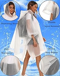 Borogo 2 Pack Rain Ponchos for Adults Reusable