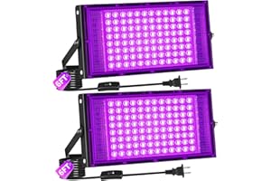 YQNLIFA 100W LED Black Lights, Blacklight Flood Light for Halloween Decorations, IP66 Waterproof Blacklights for Black Light Party, Stage Lighting, Body Paint, Fluorescent Poster 2 Pack