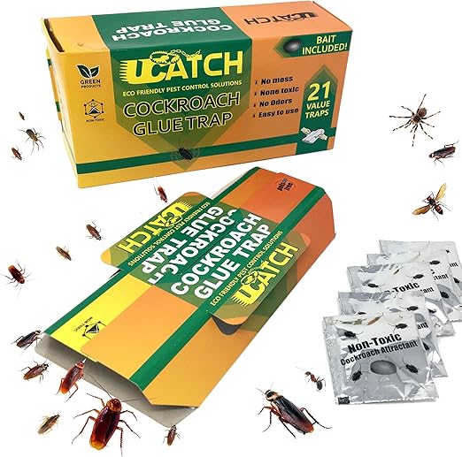 UCatch Paquete de 21 Trampa de pegamento para cucarachas, cebo ...