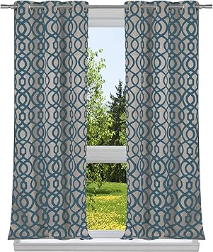 Amazon Duck River Textile 幾何学模様遮光カーテン 36 84インチ 2枚 ティールトープ カーテン オンライン通販
