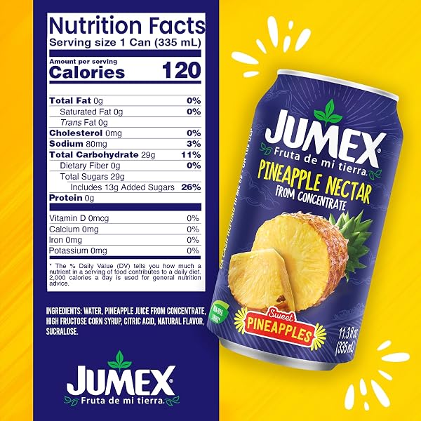 JUMEX PINEAPPLE JUICE NECTAR – MADE WITH FRESH FRUIT PUREE FROM CONCENTRATE FOR TROPICAL FRUIT SMOOTHIE MIX, COCKTAIL MIXERS & KIDS DRINKS & BEVERAGES – 11.3OZ, 24 PACK PINEAPPLE JUICE CANS