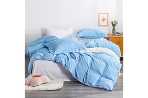 NTBAY Twin Duvet Cover Set, 1 Duvet Cover and 1 Pillow Sham, Soft Brushed Microfiber Comforter Cover for Kids with Zipper Closure, Sky Blue