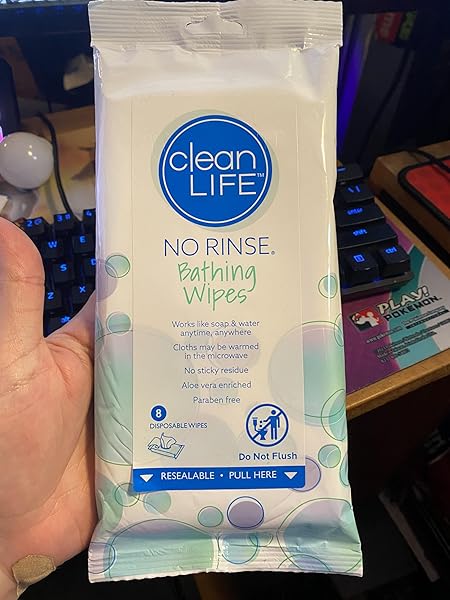 NO-RINSE BATHING WIPES BY CLEANLIFE PRODUCTS  PREMOISTENED AND ALOE VERA ENRICHED FOR MAXIMUM CLEANSING AND DEODORIZING – MICROWAVEABLE, HYPOALLERGENIC, RINSE-FREE