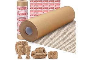 Honeycomb Packing Paper 15” x 100’ Moving Suppliers Bubble Cushioning Wrap Paper Roll for Moving/Shipping/Packing with 80 Fra