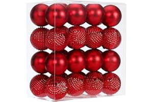 5TH LILY Christmas Balls Ornaments Set,2.36" 32 pcs Hanging Shatterproof Christmas Decoration Ball Ornaments for Xmas Tree,Holiday Christmas Party (Red)