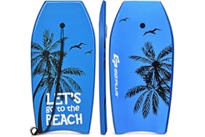 Goplus Boogie Boards for Beach, 41''/37''/33'' Lightweight Body Board with EPS Core, XPE Deck, HDPE Slick Bottom, Wrist Leash, Bodyboard for Kids Adults Surfing