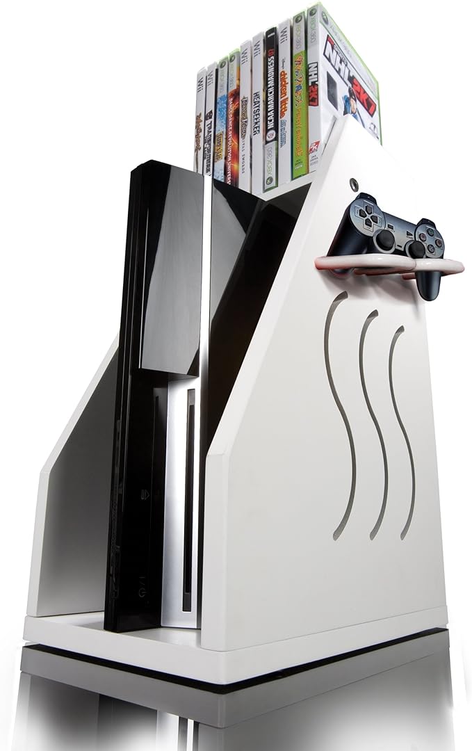 GameOn Video Gaming Console Storage White Playstation 3 Video Games