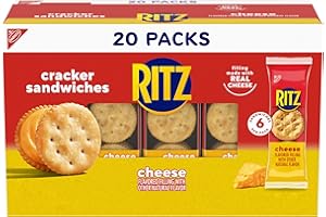 RITZ Cheese Sandwich Crackers, Lunch Snacks, 20 Snack Packs (6 Crackers Per Pack)
