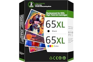 WEKVA 65XL Black/Tri-Color Ink Cartridges (2-Pack) for HP Ink 65 65XL High Yield Work for HP DeskJet 3755, 3772, 3722, 3752, 3700 Series; 2622, 2652, 2600 Series; Envy 5055, 5052, 5014, 5000 Series T0A36AN