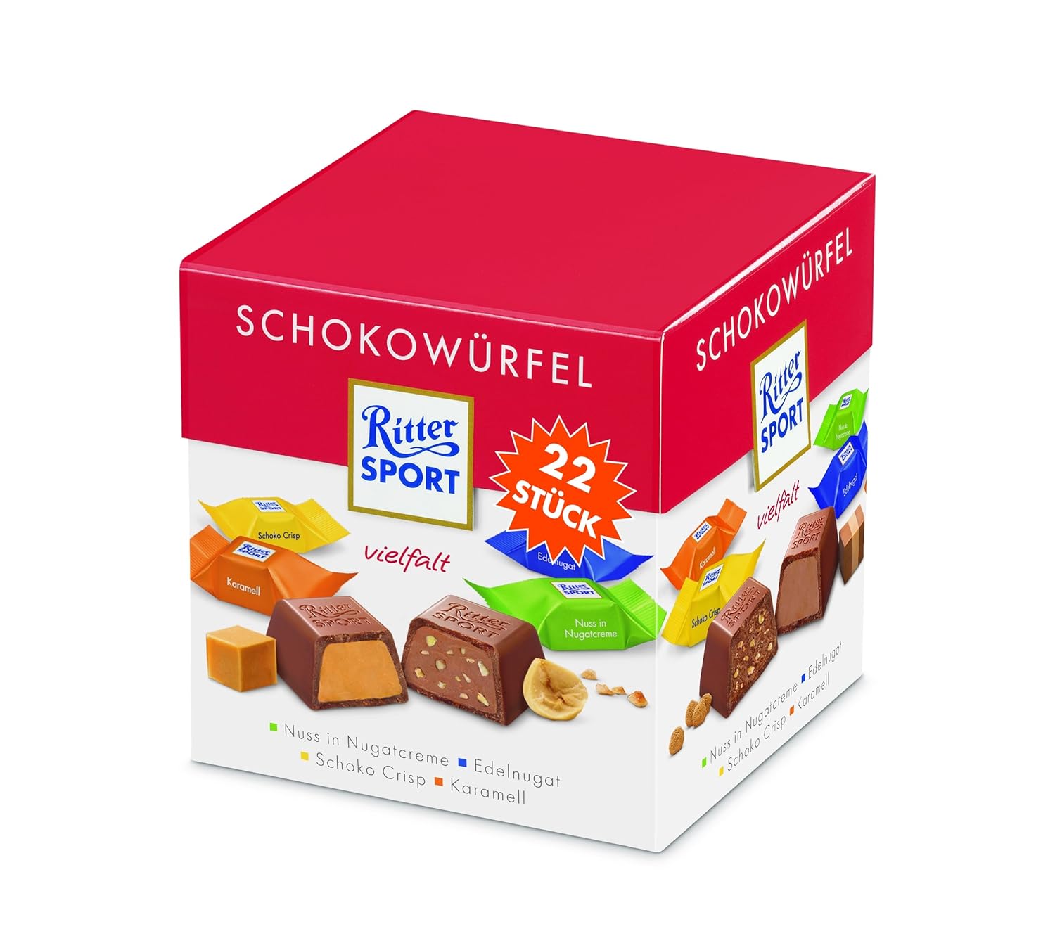Ritter Sport Schoko WürfelBox Standard, 8er Pack (8 x 176 g) Amazon