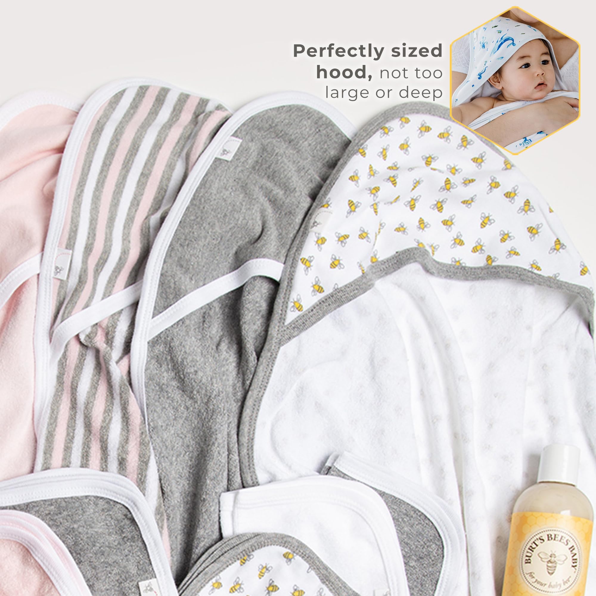 Burts Bees Baby Infant Hooded Towels Whale of a Tale Organic Cotton, Unisex Bath Essentials and Newborn Necessities, Soft Nursery Towel with Hood Set, 2-Pack Size 29 x 29 Inch