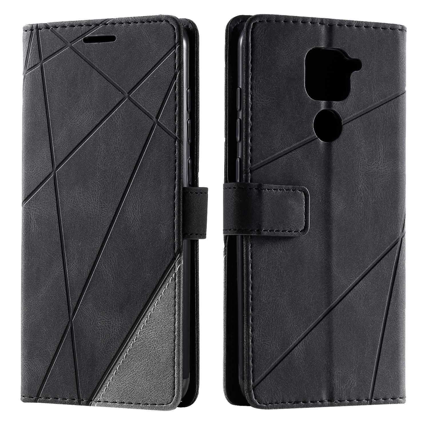 SONWO PU Leather Wallet Case with Magnetic Closure and Flip for Xiaomi Redmi Note 9, Black