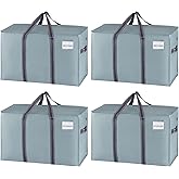 VENO 4 Pack Heavy Duty Moving Bags, Extra Large Storage Bags with Reinforced Handles & Strong Zippers, Foldable & Reusable Moving Box Alternative for Clothes & Dorm Storage