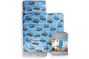 Jay Franco Kids Nap Mat with Embedded Pillow & Blanket – Soft 46"x20" Microfiber Sleeping Bag with Name Tag & Handle for School, Travel, Sleepover