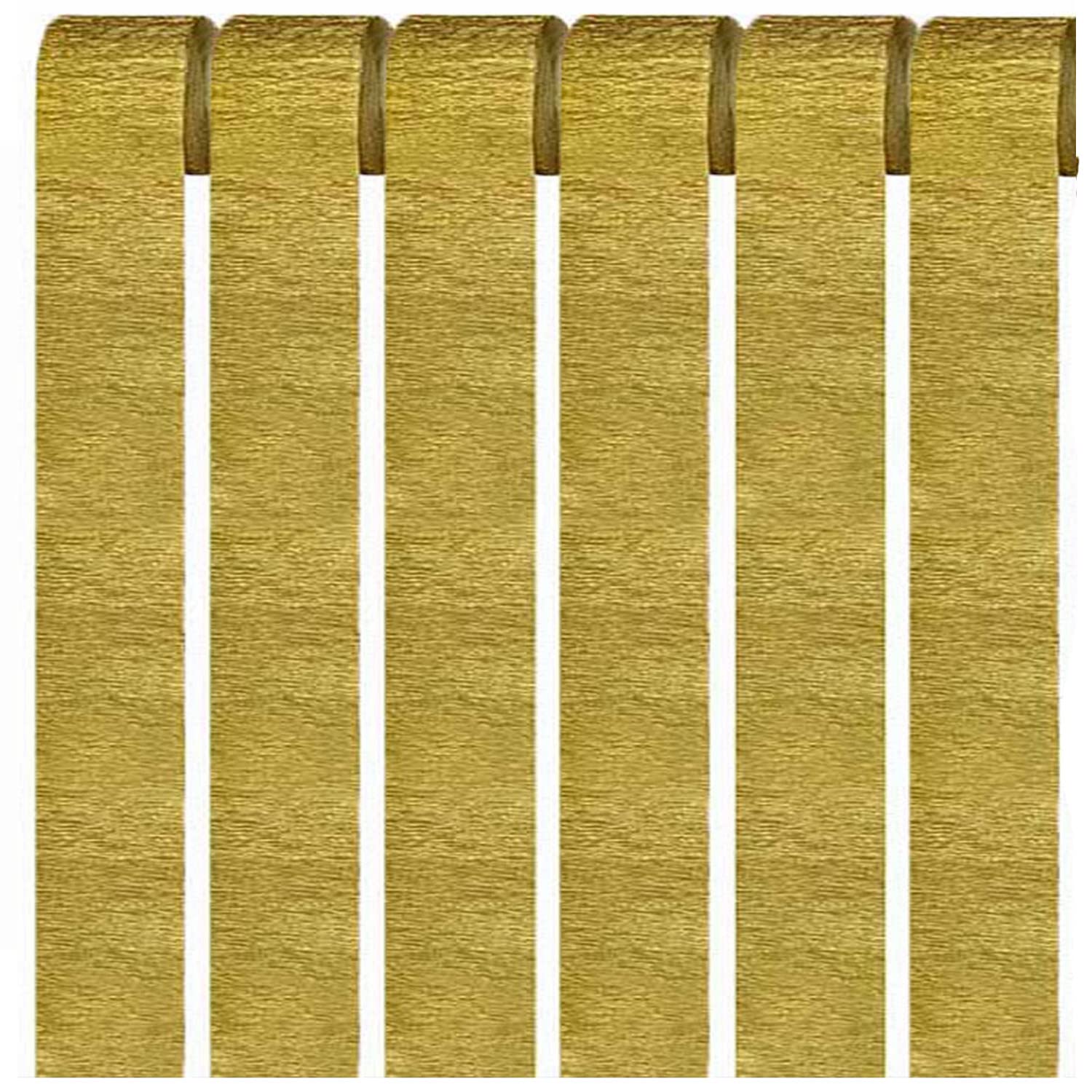 6 Rolls Gold Crepe Paper, Gold Streamers Decorations for Birthday Party,25 m x 4.5 cm/Roll