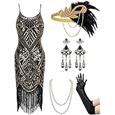 YESSA Women's Flapper Dresses 1920s,Great Gatsby Dresses Sequin Fringe Cocktail Dress Roaring 20s Dress for Harlem Nights