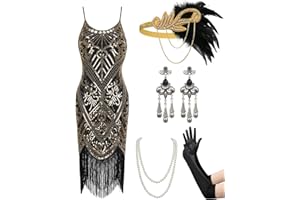 YESSA Women's Flapper Dresses 1920s,Great Gatsby Dresses Sequin Fringe Cocktail Dress Roaring 20s Dress for Harlem Nights