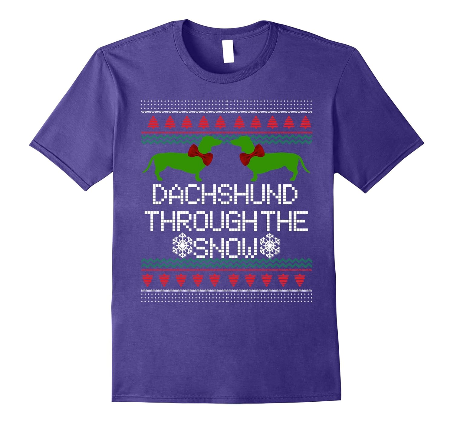 DACHSHUND THROUGH THE SNOW CHRISTMAS T-SHIRT- DOGGY-SNOW T S-ANZ