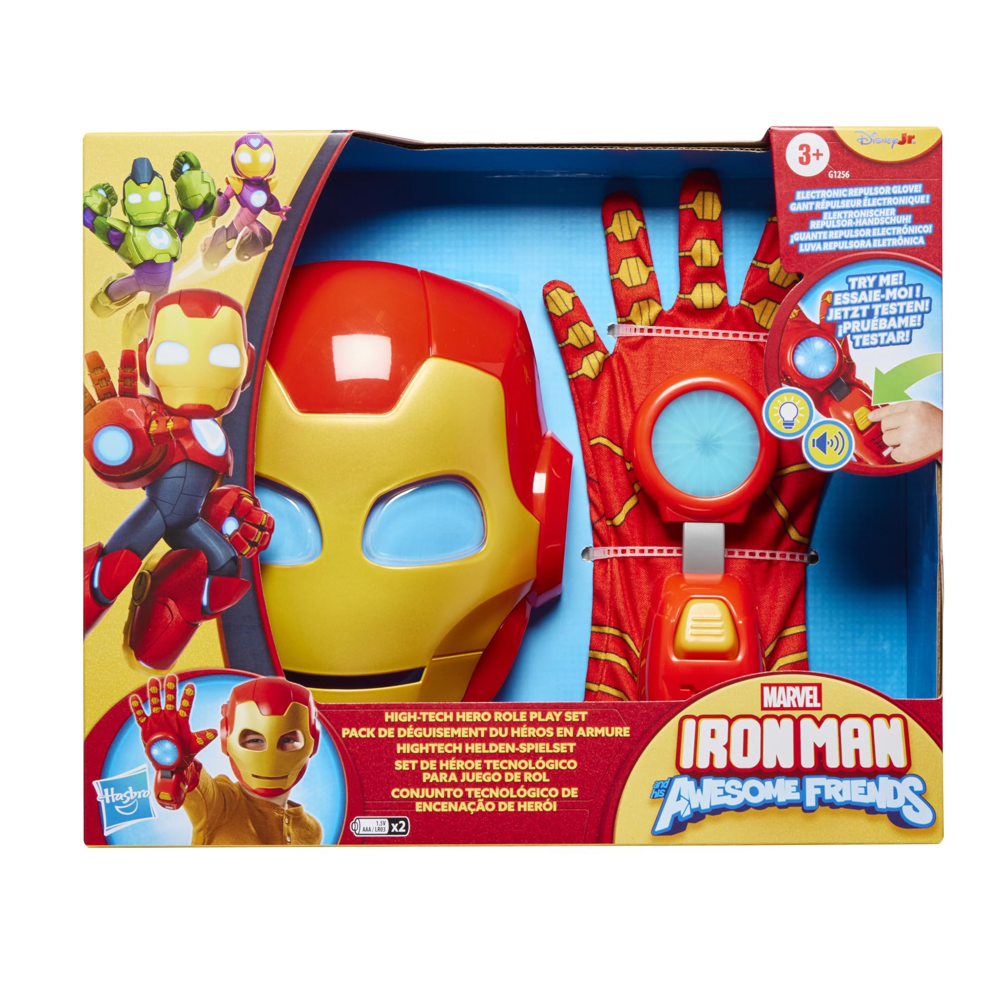 Marvel Marvel Iron Man and His Awesome Friends High-Tech Hero Role Play Set, Iron Man Mask and Electronic Glove, Super Hero Toys for Kids, Ages 3+