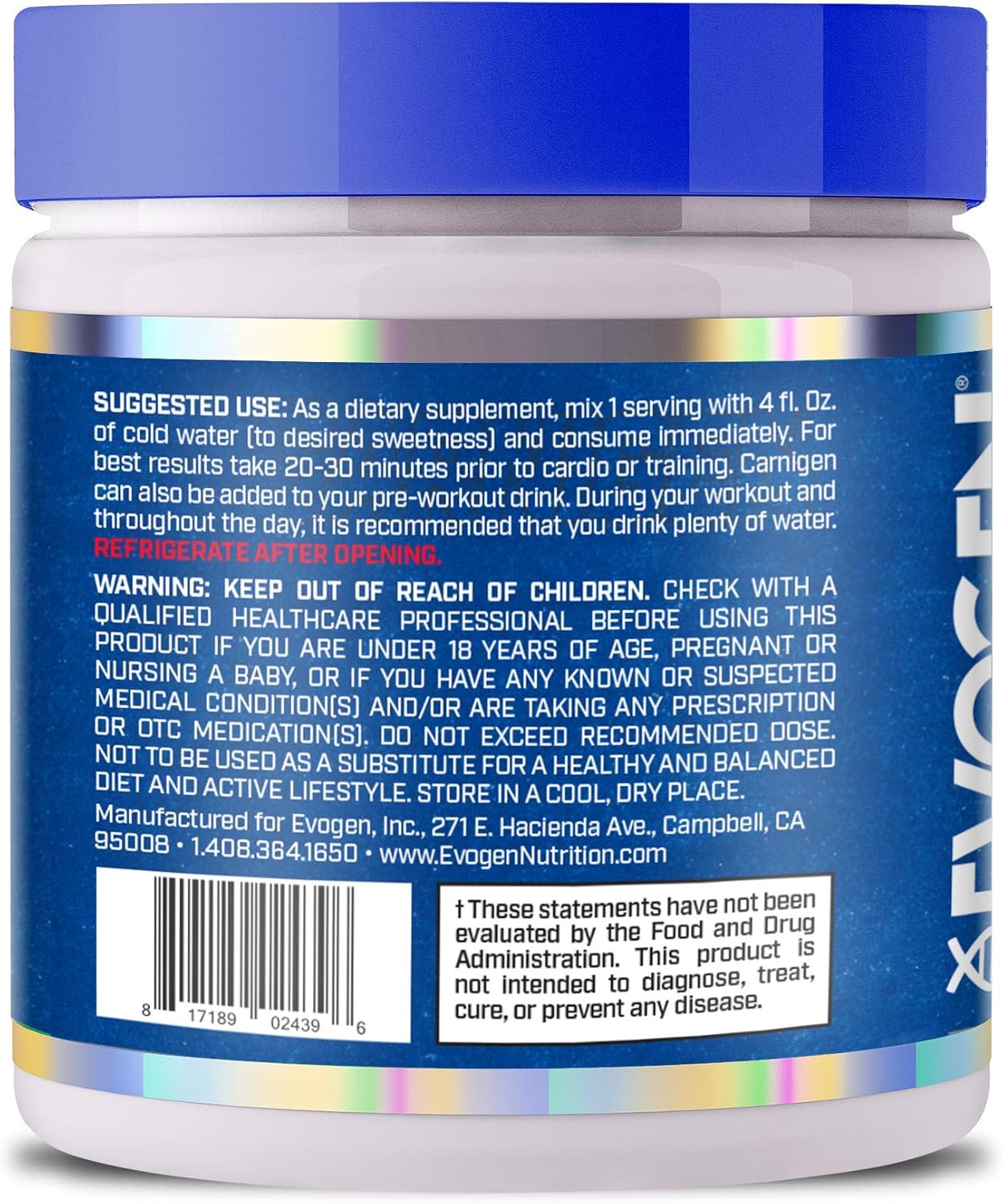Evogen Carnigen | Carnitine Fat Burning Powder, Carnitine Tartrate, Acetyl-l-carnitine, Carnitine Orotate, Carnitine Fumarate, Bioperine | 50 Servings | Watermelon: Health & Personal Care