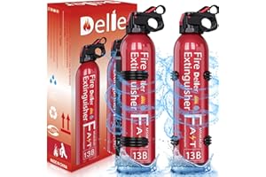 DELLER 2 Pack Car Fire Extinguisher with Bracket 620ml, 4 in 1 Fire Extinguishers for Home Car Kitchen A/B/C/K Water-Based Fire Extinguisher for the House(13B)