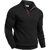 COOFANDY Mens Pullover Sweaters Long Sleeve Knit Quarter Button Sweater Mock Neck Casual Henley Sweater
